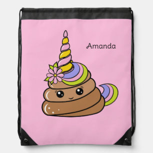 Custom Name Unicorn Poop Drawstring Bag