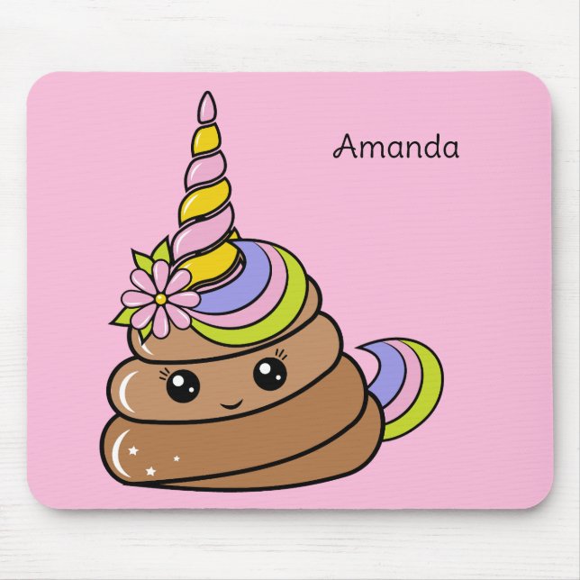 Custom Name Unicorn Poop Mouse Pad (Front)