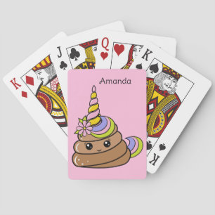 Custom Name Unicorn Poop Poker Cards