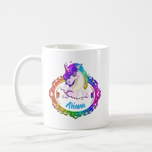 Custom Name Unicorn Rainbow cute coffee Mug