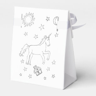 Custom Name Unicorn Stars Colour-in Favor Boxes
