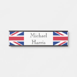 Custom Name Union Jack Flag npt Door Sign