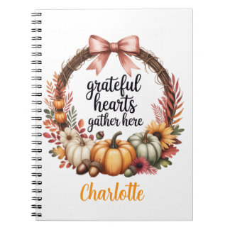 Custom name Unique autumn themed wreath Notebook
