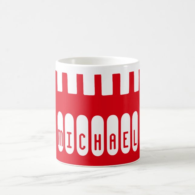 Custom Name Unique Red Pattern Coffee Mug (Center)