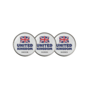 Custom Name United Kingdom Flag Golf Ball Marker