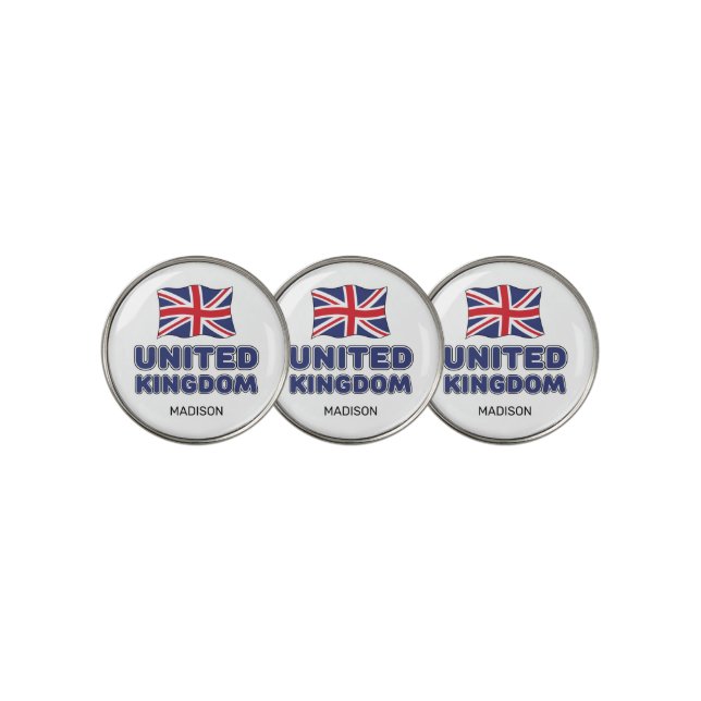 Custom Name United Kingdom Flag Golf Ball Marker (3 Up)