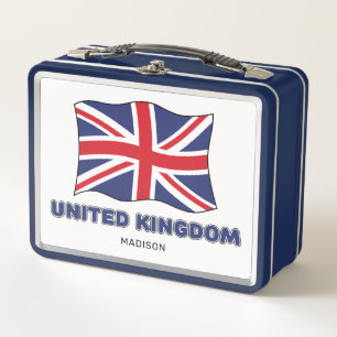 Custom Name United Kingdom Flag Metal Lunch Box