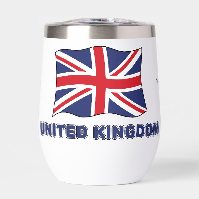 Custom Name United Kingdom Flag Thermal Wine Tumbler (Front)