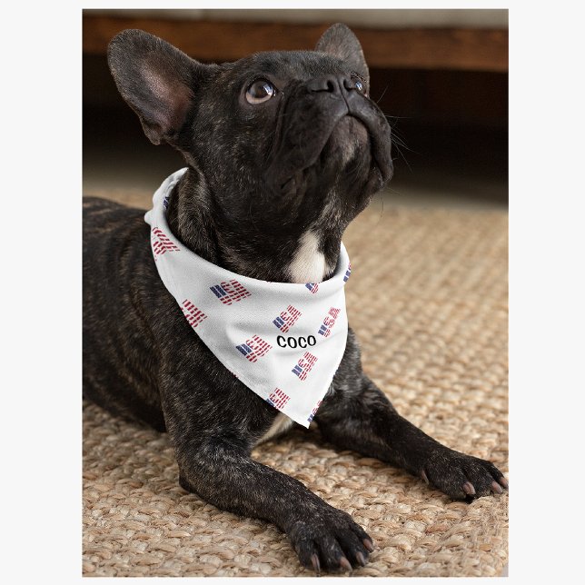 Custom Name USA Flag Large-Small Dog Bandana  (Creator Uploaded)