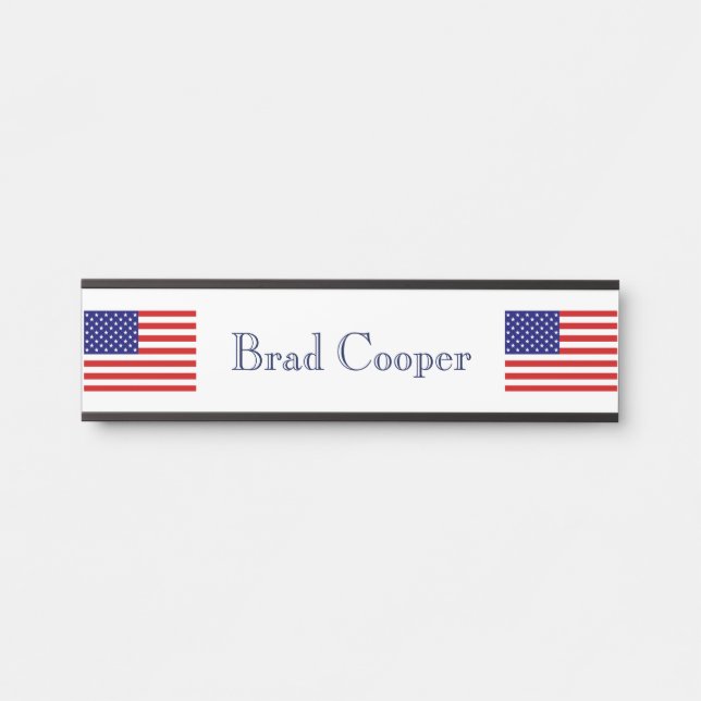 Custom Name USA Flag npcnt Door Sign (Front)