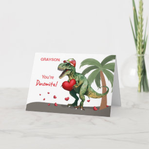 Custom Name Valentine Dinosaur Card