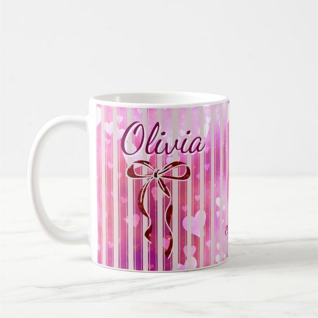 Custom Name Valentine Mug | Personalized Pink Hear (Left)