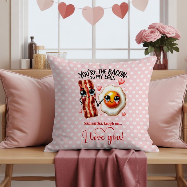 Custom Name Valentine Pillow with Funny Food (Custom Name Valentine Pillow with Funny Food)