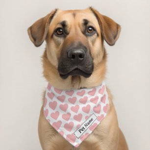 Custom Name Valentine's Day Dog Pink Hearts Pet Bandana Collar