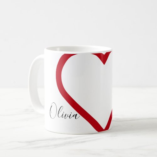 Custom Name Valentine's Day Love Heart Couples Kit Coffee Mug - Create your personalized red heart love mug set with your own custom names. When held together, these fun mugs make a heart, so they are perfect gifts for Valentine's day or anniversaries.