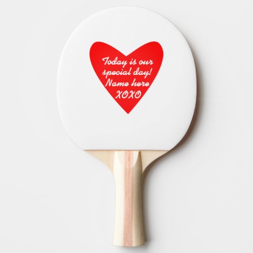 Custom Name Valentines Day XO Ping Pong Paddle