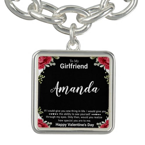 Custom Name Valentines Message for Girlfriend Bracelet
