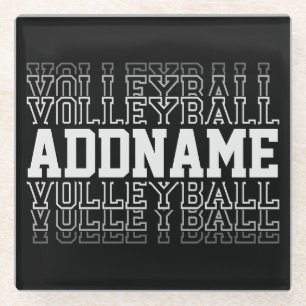 CUSTOM NAME Vanishing Volleyball Logo Team Player Glass Coaster