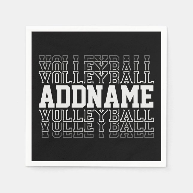 CUSTOM NAME Vanishing Volleyball Logo Team Player  Napkins (Front)