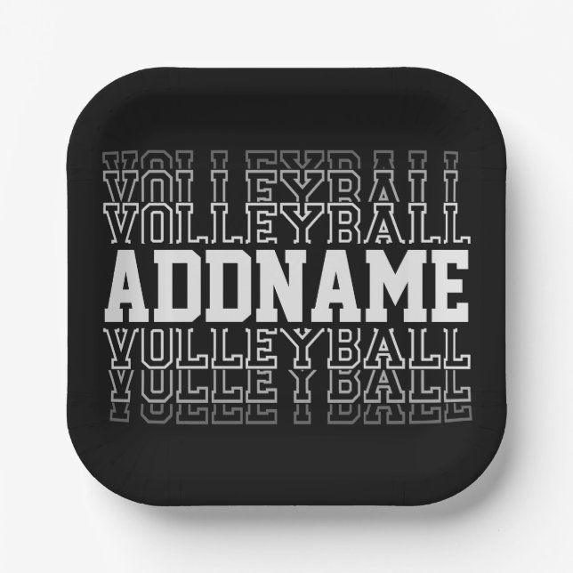 CUSTOM NAME Vanishing Volleyball Logo Team Player  Paper Plates (Front)