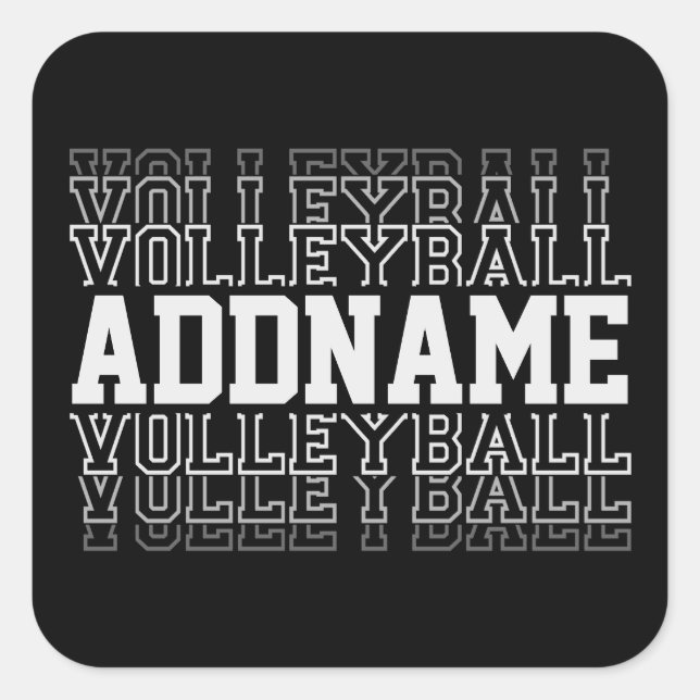 CUSTOM NAME Vanishing Volleyball Logo Team Player  Square Sticker (Front)