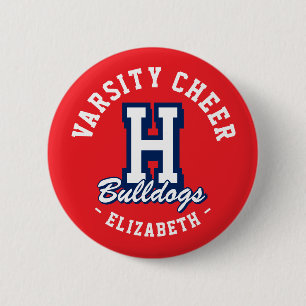 Custom Name Varsity Cheer Pin, School Spirit Button