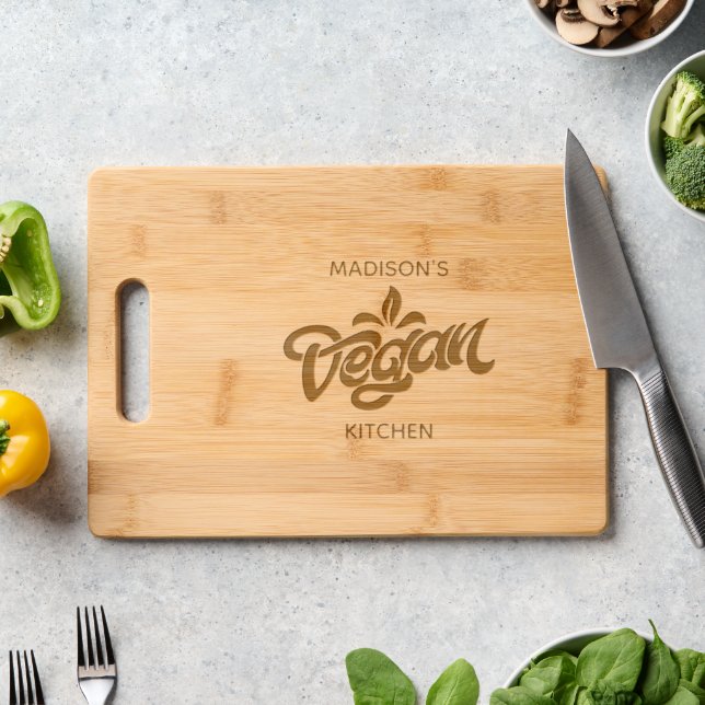 Custom Name Vegan Engraved Cutting Board (Kitchen Counter)