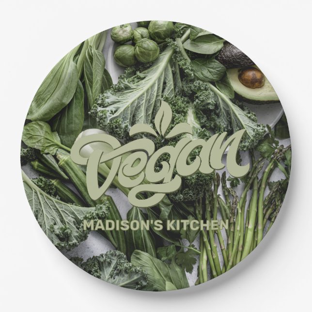 Custom Name Vegan Paper Plates (Front)