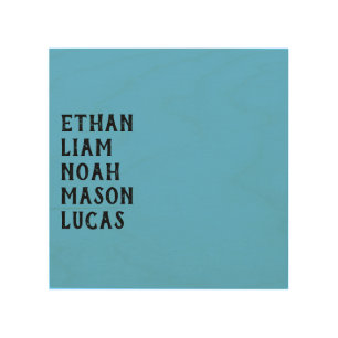 Custom Name Vertical Minimal Text Design Wood Wall Art