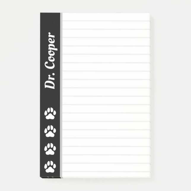 Custom Name Veterinarian Personalized Lined 4x6 Post-it Notes (Front)