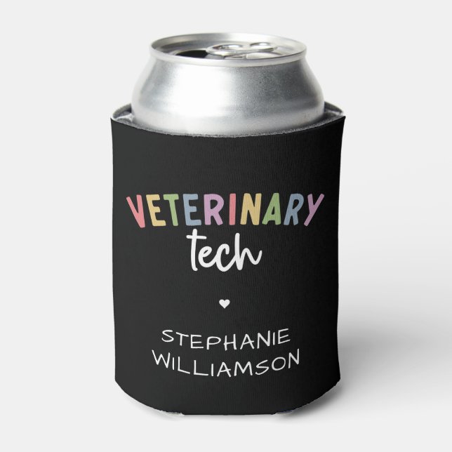 Custom Name Veterinary Tech | Vet Technician Can Cooler (Can Front)
