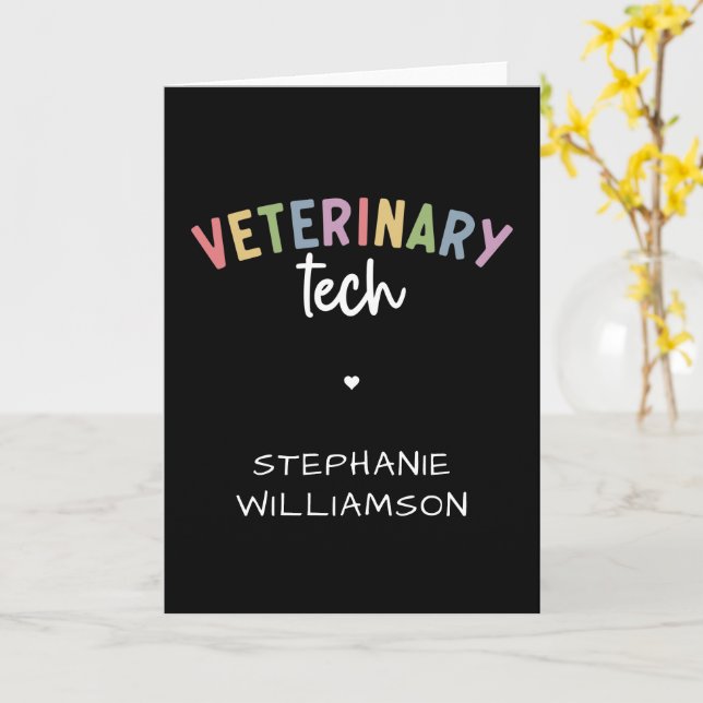 Custom Name Veterinary Tech | Vet Technician Card (Yellow Flower)