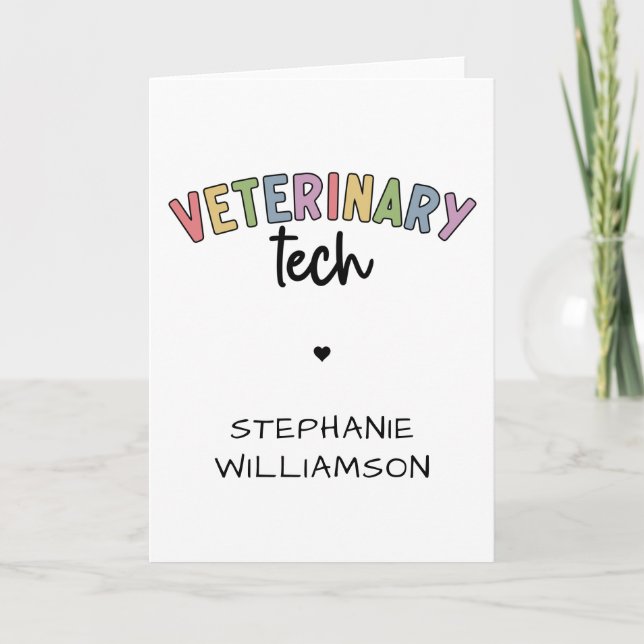 Custom Name Veterinary Tech | Vet Technician Card (Front)