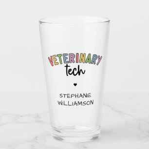 Custom Name Veterinary Tech Vet Technician Glass