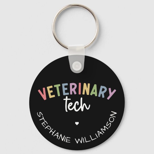 Custom Name Veterinary Tech | Vet Technician Keychain (Front)