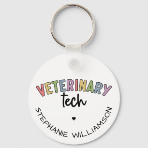 Custom Name Veterinary Tech Vet Technician Keychain
