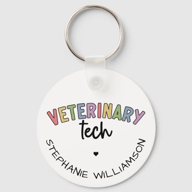 Custom Name Veterinary Tech | Vet Technician Keychain (Front)