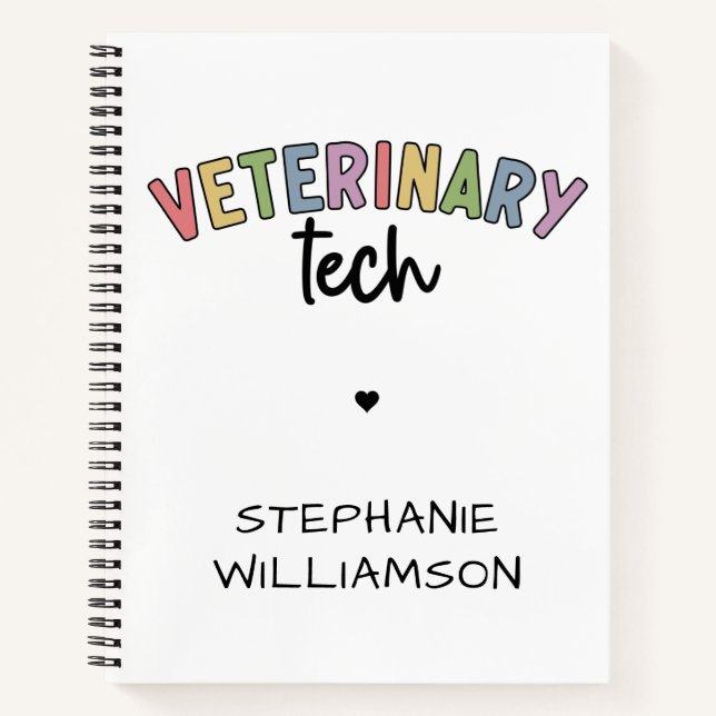 Custom Name Veterinary Tech | Vet Technician Notebook (Front)