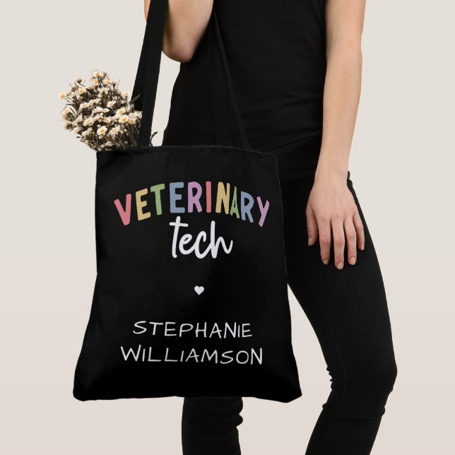 Custom Name Veterinary Tech | Vet Technician Tote Bag (Close Up)