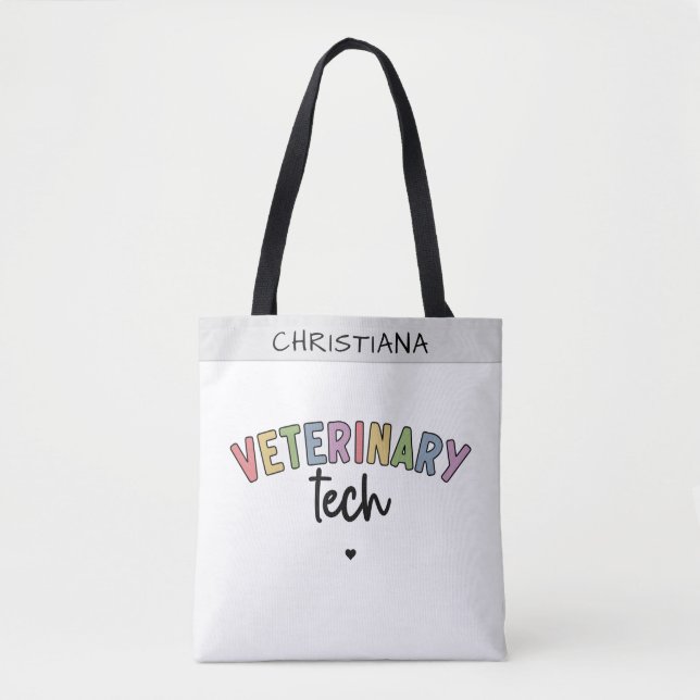 Custom Name Veterinary Tech | Vet Technician Tote Bag (Front)