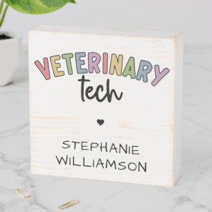 Custom Name Veterinary Tech Vet Technician Wooden Box Sign