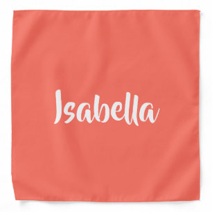 Custom name vibrant vivid coral minimalist bandana