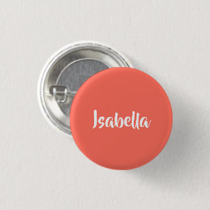 Custom name vibrant vivid coral minimalist button