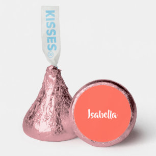 Custom name vibrant vivid coral minimalist hershey®'s kisses®