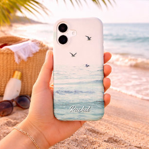 Custom Name Vintage Beach Bird Photography iPhone 17 Case