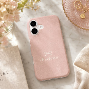 Custom Name Vintage Blush Pink Heirloom Bow iPhone 17 Case