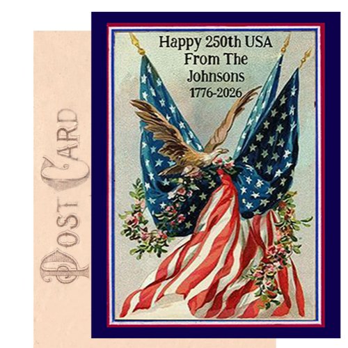 Custom Name Vintage Fourth of July Patriotic Flag Postcard Custom Name Vintage Fourth of July Patriotic Flag Postcard