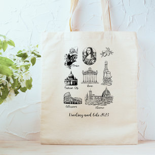 Custom Name Vintage Italy Tour Gift Tote Bag