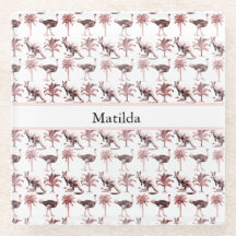 Custom Name Vintage Kangaroo & Ostrich