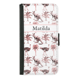 Custom Name Vintage Kangaroo & Ostrich Samsung Galaxy S5 Wallet Case